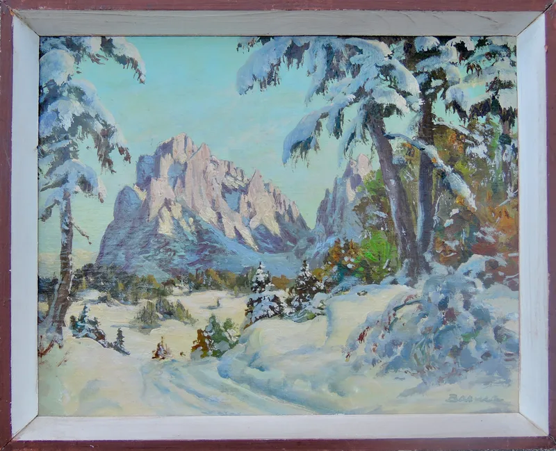 Hans Barma, Langkofel (Seiser Alm, Öl auf Platte