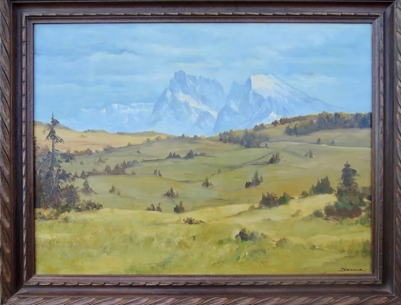 Hans Barma, Langkofel (Seiser Alm, Öl auf Platte