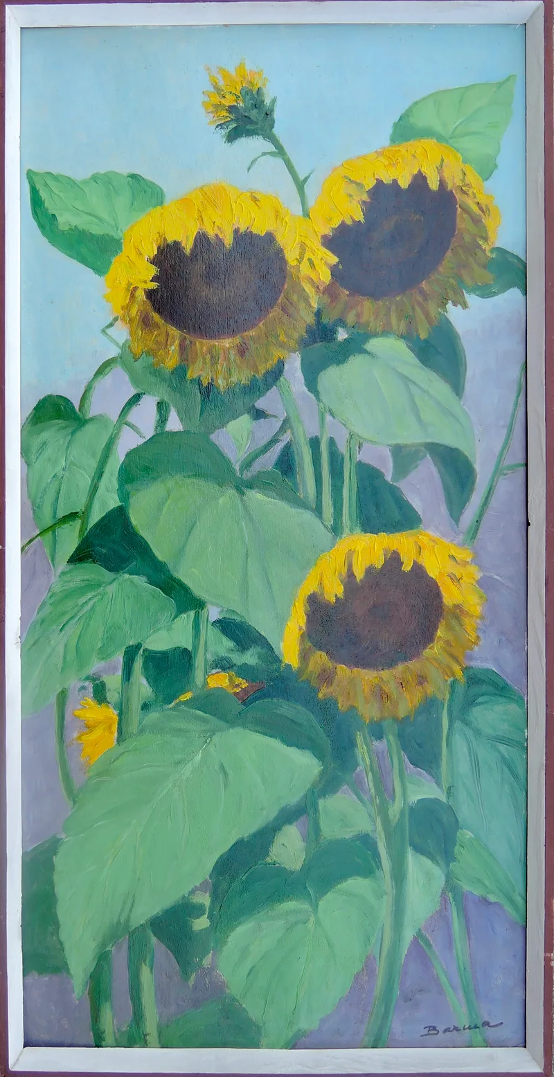 Hans Barma, Sonnenblumen, Öl auf Platte