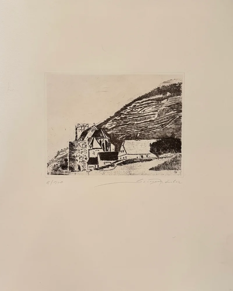 Hermann Härtel, St. Michael, Radierung aus der Mappe „Die Wachau“ 1985