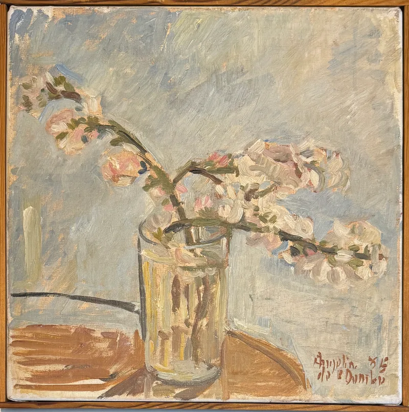 Angelina de la Quintana de Rudich, Kirschzweige im Glas, Öl auf Leinwand o