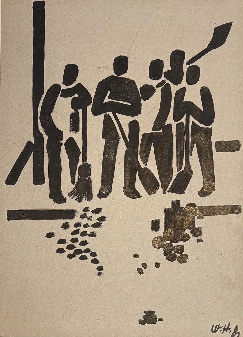Monochrammist W.H., Sraßenarbeiter, Tusche auf Karton