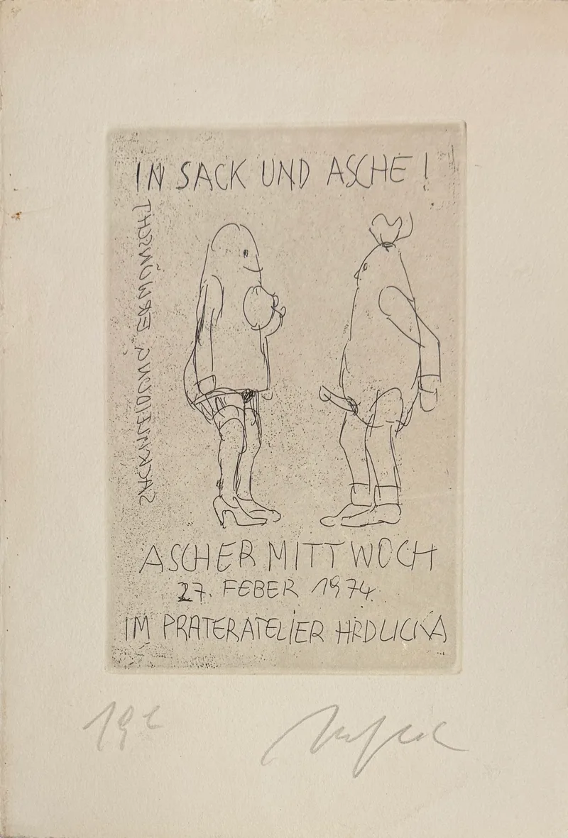 Alfred Hrdlicka, In Sack und Asche, Radierung o
