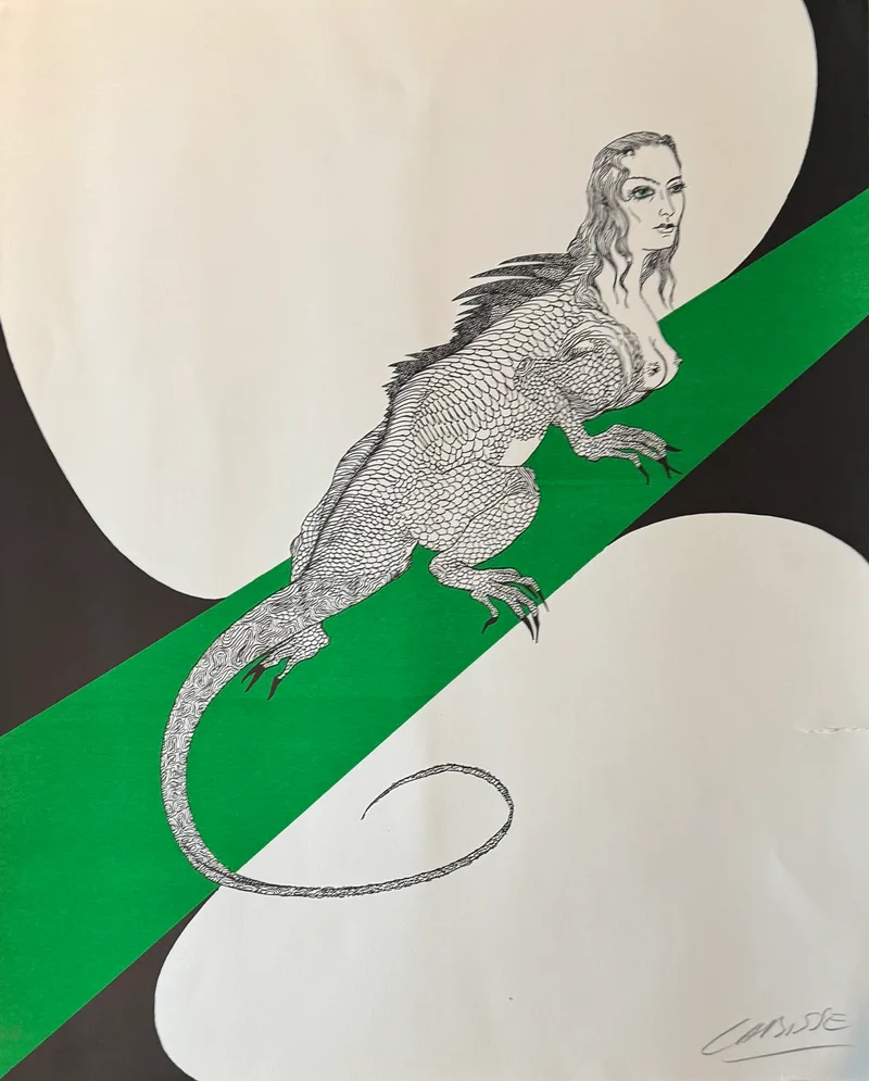 Felix Labisse, La Guivre-Guenegote Echsenfrau, Kunstdruck o