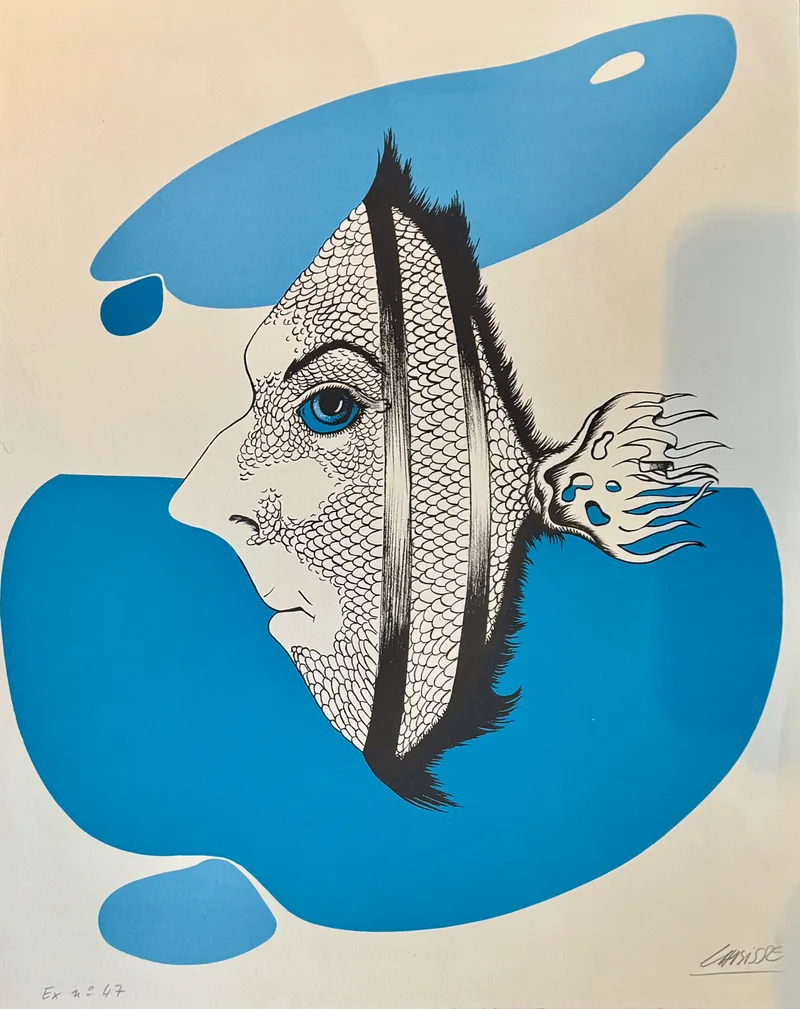 Felix Labisse, Monsieur Poisson Fischmann, Kunstdruck o