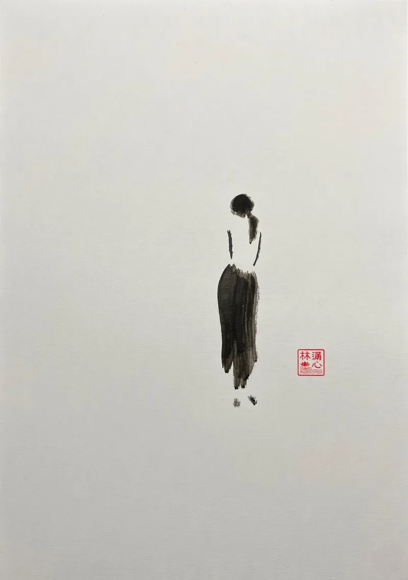 Lín Lánxīn, Leaving, Chinesische Tusche auf Papier