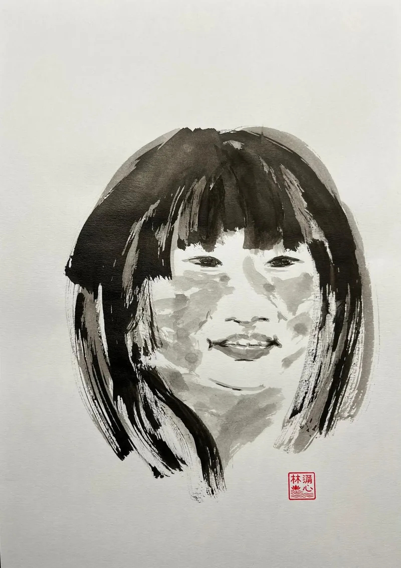 Lín Lánxīn, Porträt, Chinesische Tusche auf Papier