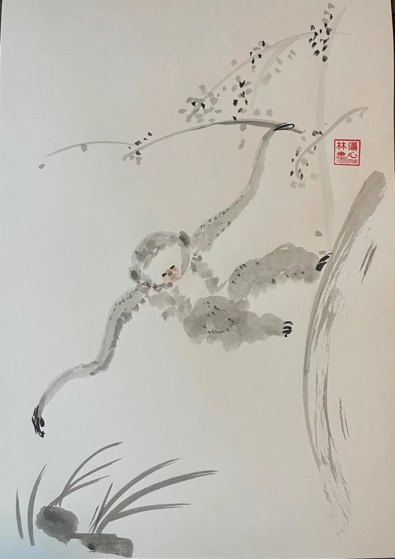 Lín Lánxīn, Faultier, Chinesische Tusche auf Papier