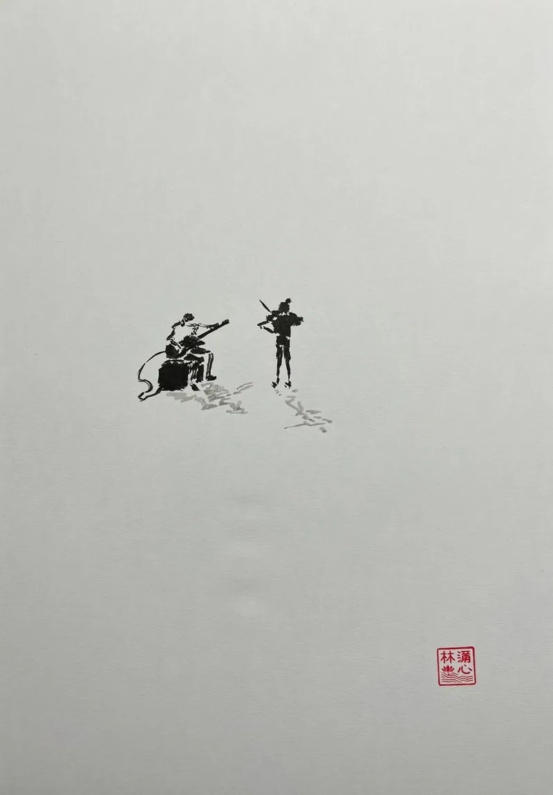Lín Lánxīn, Musiker, Chinesische Tusche auf Papier