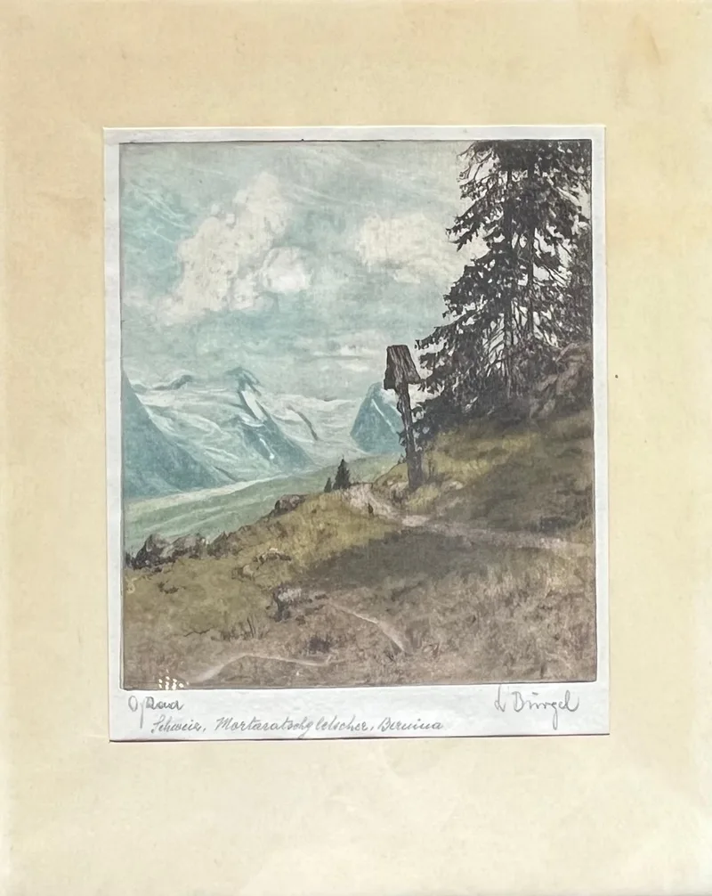Unbekannt, Schweiz Mortaratschgletscher Bernina, Colour etching o