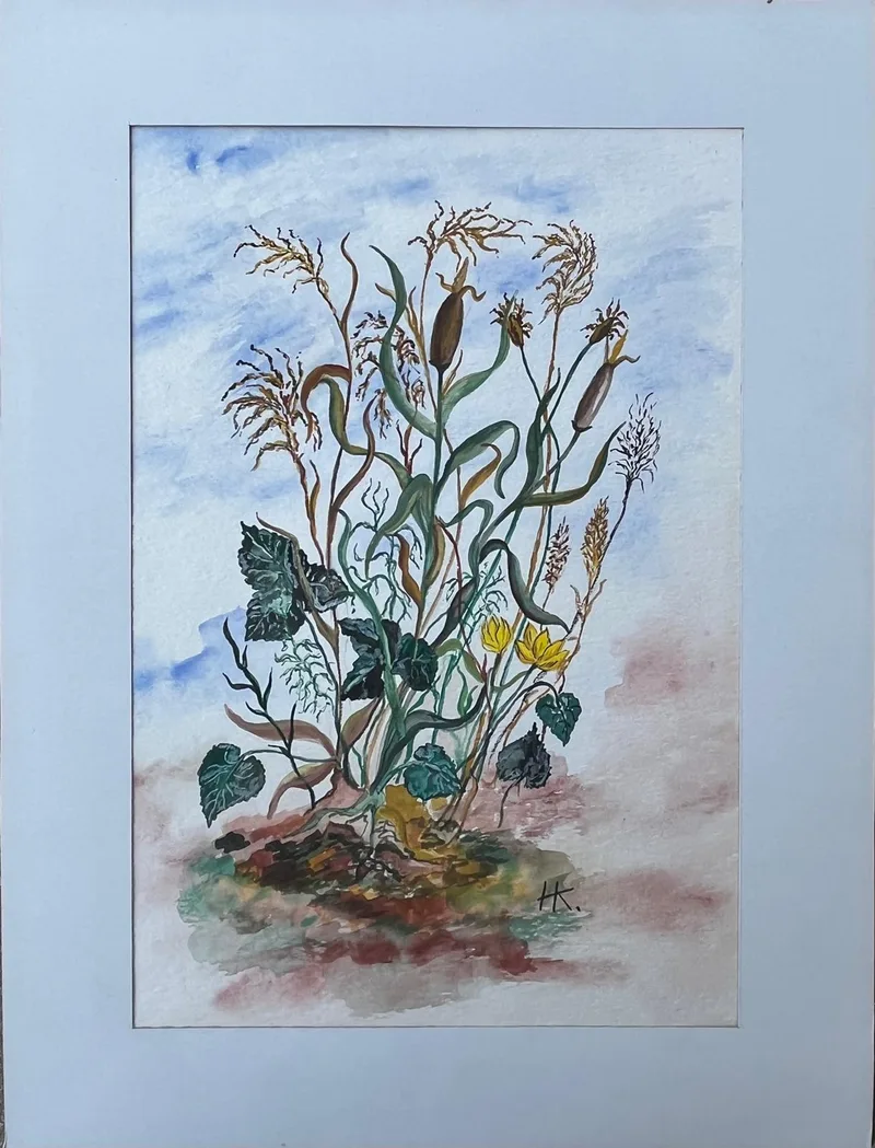 Unbekannt, Pflanzenstillleben, Aquarell
