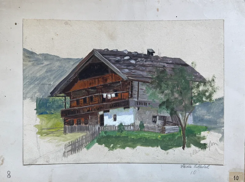 Josef Kafka, Bauernhof in Meierhofen/Zillertal (Tirol), Watercolour on paper