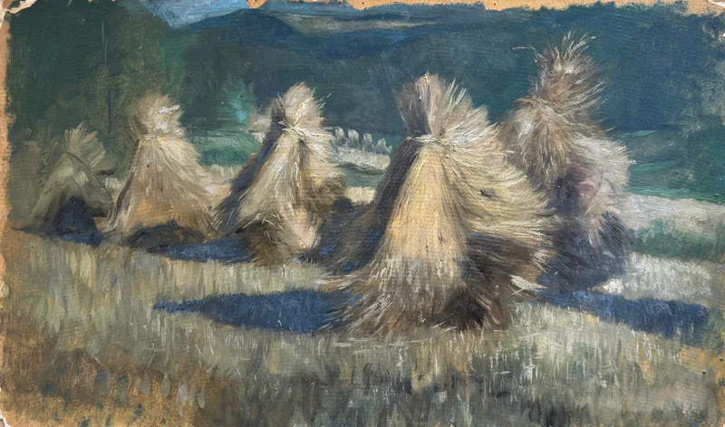 Josef Kafka, Heuernte, Oil on card