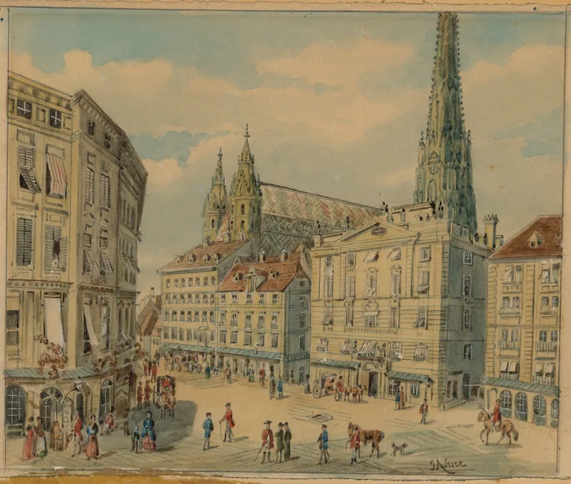 Josef Anton Storr, Wien Stephansplatz, Watercolour