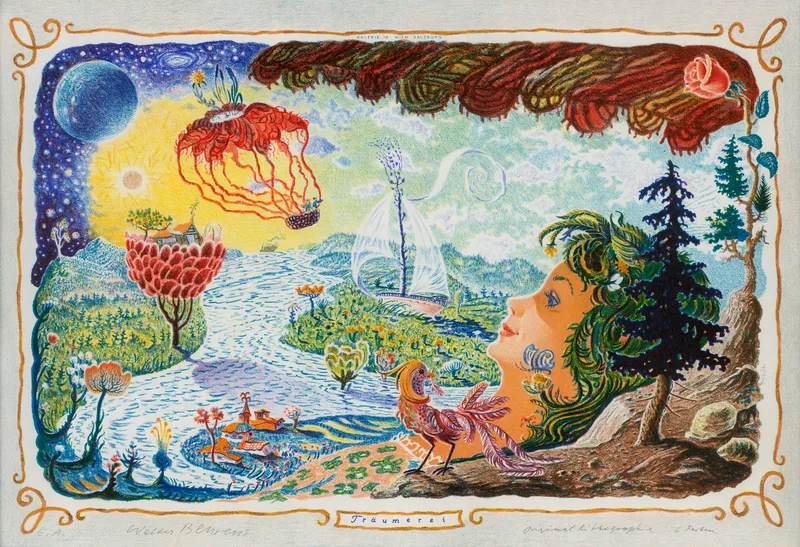 Walter Behrens, Träumerei, 6-Farbenlithographie